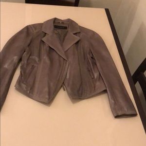 Elie Tahari Taupe leather jacket, Size L